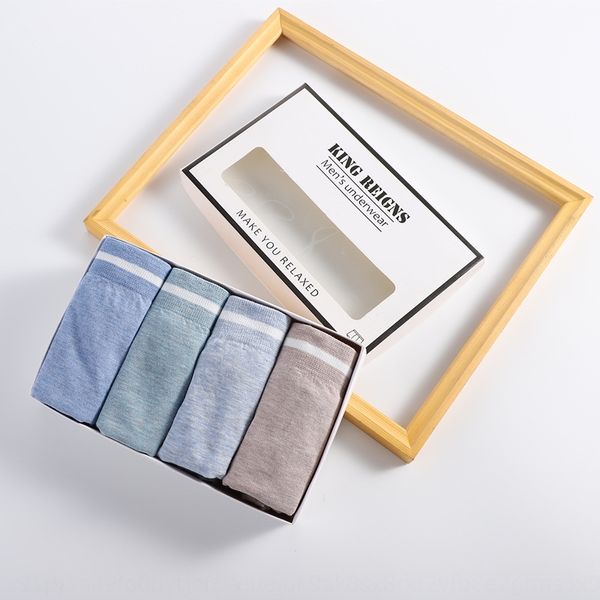 

4 boxed king no. 1 men's underwear mid-waist seamless breathable comfortable high-elastic underwear color cotton boxer pants, Black;white