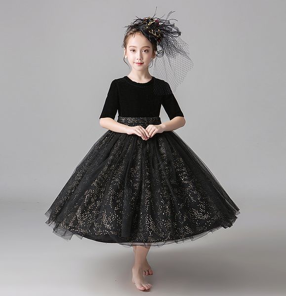 

sweet black tulle/velvet jewel tea girl' pageant dresses flower girl dresses princess party dresses child skirt custom made 2-14 h3132, White;blue