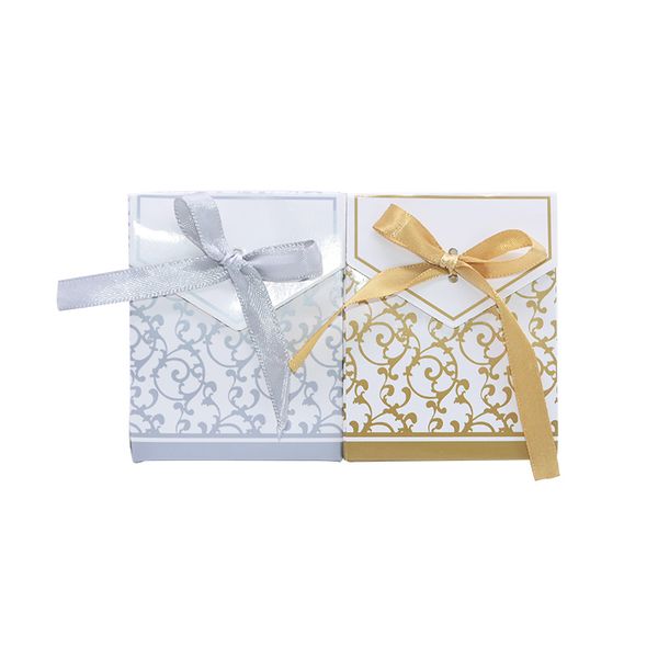

5/10pcs gold silver vintage pattern lace candy box bags wedding gift packaging with ribbon for wedding birthday party decoration