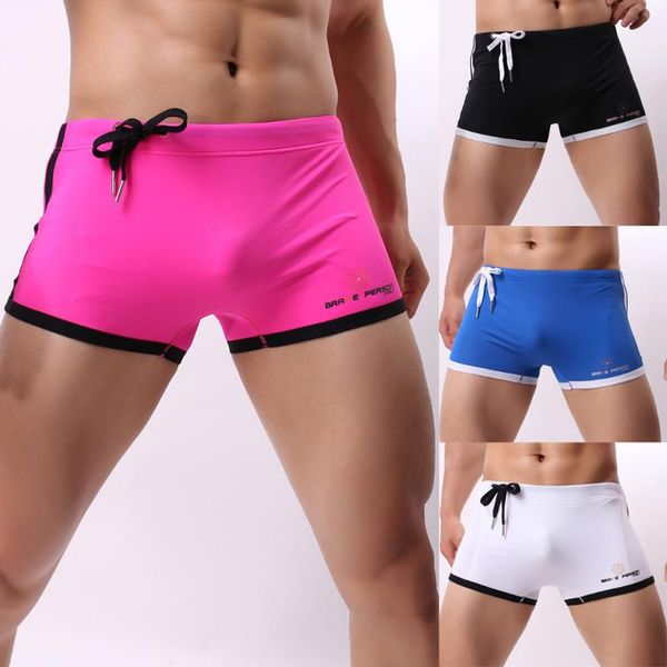

men's swimwear summer pure color fashion flat-corner beach sports swimming trousers trunks for zwembroek