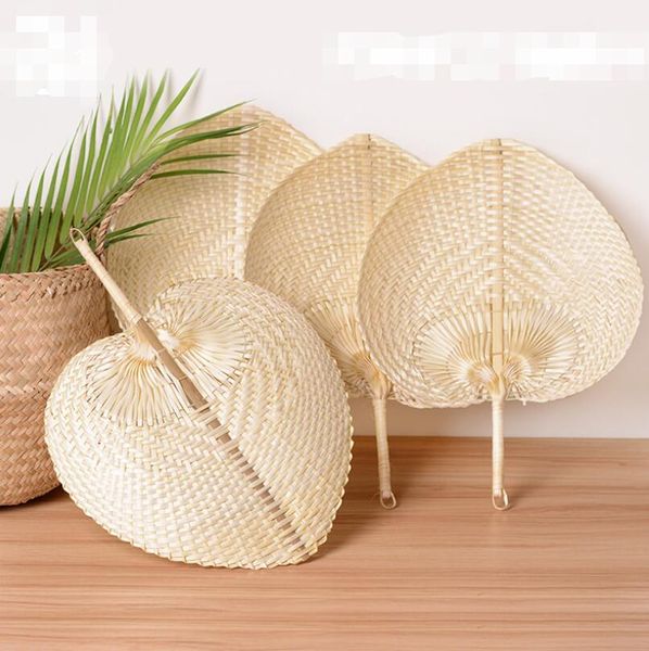 Leque feito à mão em folha de palmeira, material natural, folha de palmeira saudável, leque para festa de casamento na praia no verão LX6196