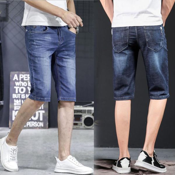 

men casual shorts men denim shorts stretch pant midi jeans rip jeans short pant short, White;black