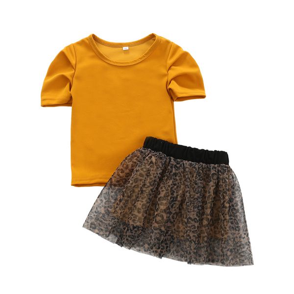 

детская одежда для девочек наряды детей tops + leopard сетки юбки 2pcs / комплект 2020 летняя мода бутик одежды младенца устанавливает z0235, White