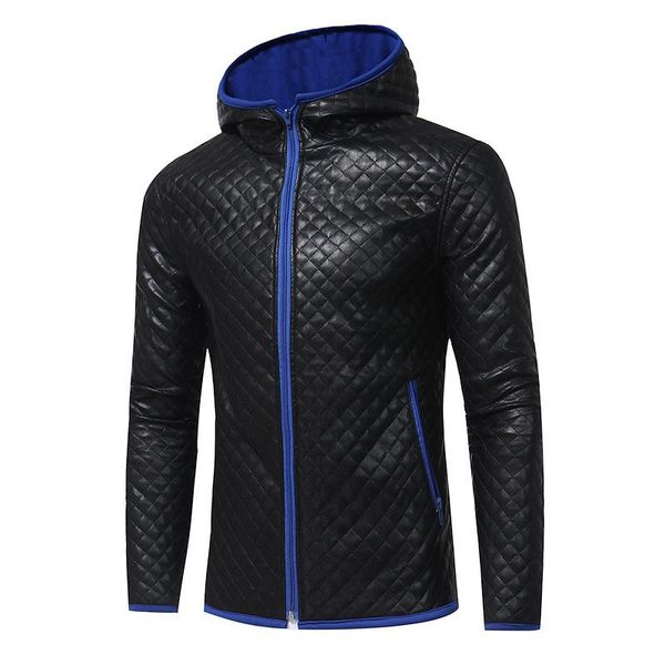 

mens designer winter coats hommes male colors contrast hooded warm slim fits jacket plaids design, Black;brown