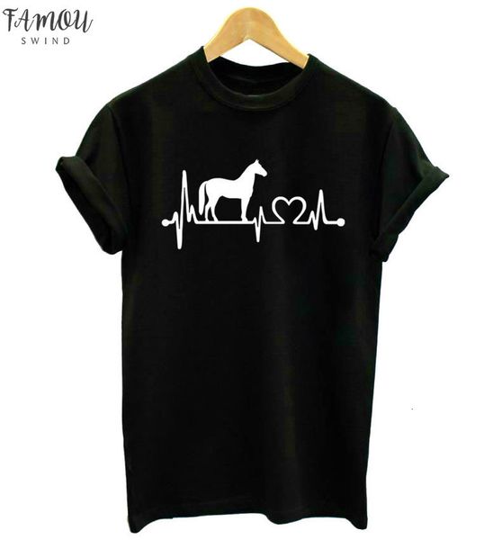 

horse heartbeat line print women tshirt casual funny t shirt for lady girl tee hipster tumblr female tshirt, White