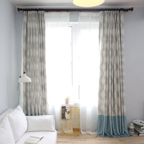 

new simple, clean and fresh printing linen-like shading curtains for living dining room bedroom