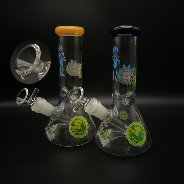 

Glass water bong 8.07 inches small water pipe with cone base beaker bong colorful print dab oil rigs 50pcs per carton wholesale