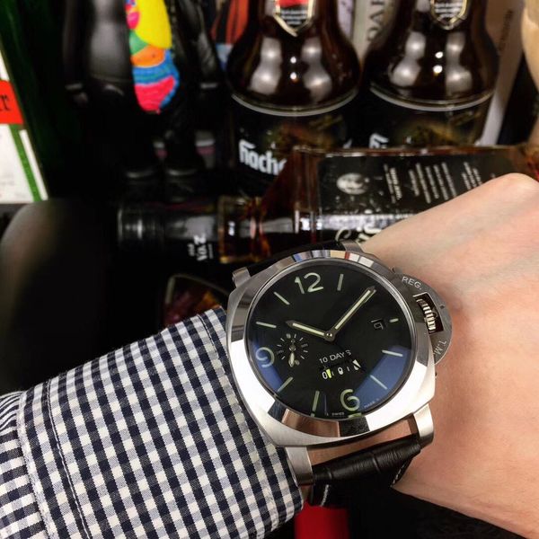 

wristwatches men watches automatic movement leather strap waterproof 316l watchcase 47mm, Slivery;brown