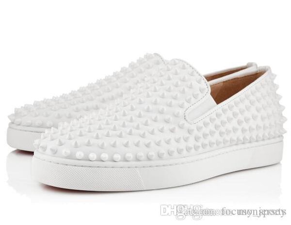 

2019 france prefer brand shoes luxury men red bottom sneakers men genuine low shoes full white leather pik roller-boat / high / low, Black