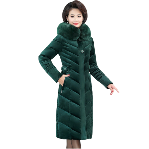 

women winter cotton coat parka hooded warm thicken gold velvet cotton coat women long ladies parka plus size 5xl, Black