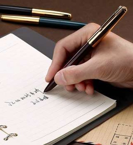 

pen nostalgic collection classic gold cap yellow tip student with writing practice iridium pen business office