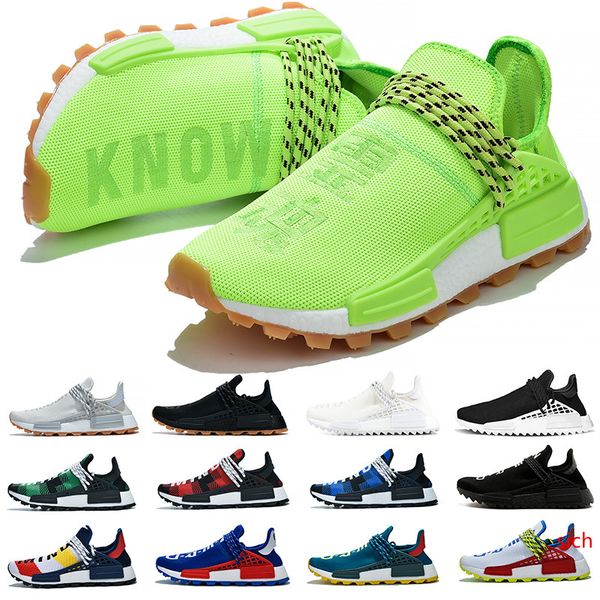 

nmd human race trail men women running shoes hu pharrell williams runner yellow black white red mens trainers sport sneakers size 36-47