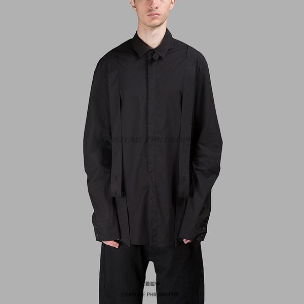 

men's casual shirts customized plus size s-6xl clothing fashion gd hair stylist braces loose leisure deconstruction of long sleeved, White;black