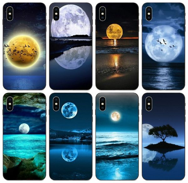 

[tongtrade] moonlight reflection sea night sunset case for iphone 8p 7p 6p 5 plus x xs 11 pro max samsung a20 huawei p30 sony xperia z1 case
