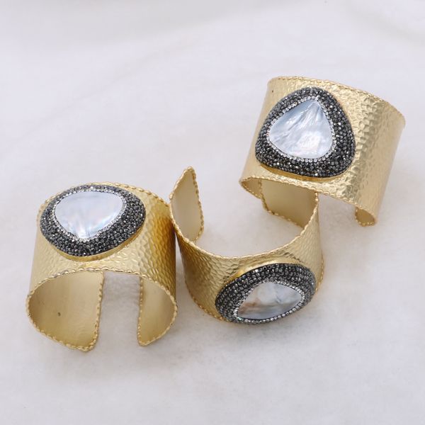 

1 piece shell bangle big bang bangles plated cuff bracelets fashion bead gems stone jewelry bangle cuff 231, Black