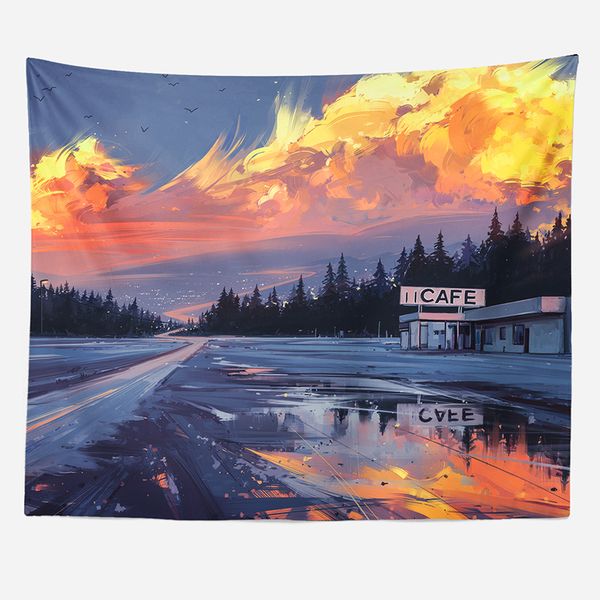 

nordic style tapestry wall hanging aesthetic bedroom fashion art tapestry landscape large wandteppich room decoration eb50gt