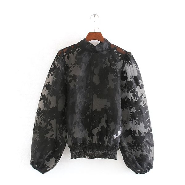 

стильный черный женщины блуза осени 2019 новая мода с длинным рукавом прозрачная рубашка женщины sexy топы, White