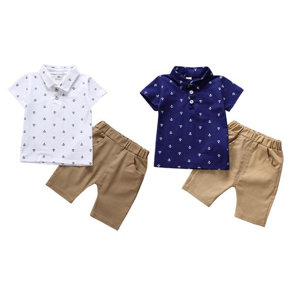

casual kids / toddler / baby boy clothes summer top + shorts 2pcs set, White