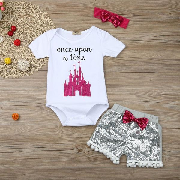 

baby girl clothes short sleeve o-neck bodysuit baby girl summer clothes solid shorts outfit ubranka dla niemowlat, White