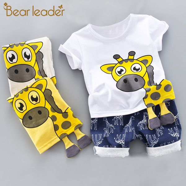 

bear leader baby boy summer clothes suit cartoon printed sport suit boy t-shirt + shorts children's clothing kids set boys, White
