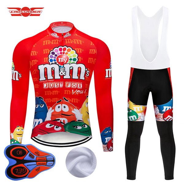

2019 winter cycling jersey set mtb cartoon bike clothing mens ropa ciclismo thermal fleece bicycle clothes long cycling wear, Black;red