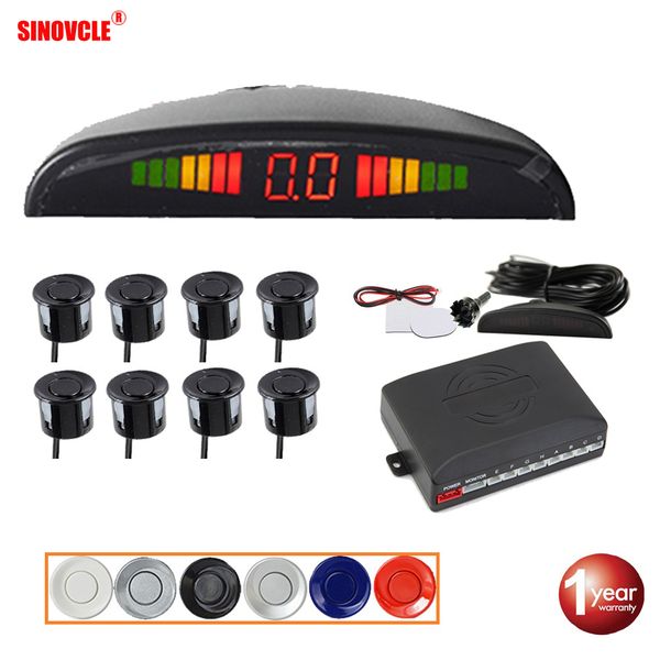 

sinovcle car parking sensor kit 8 sensors 22mm backlight led display reverse backup radar monitor detector system 12v 6 colors