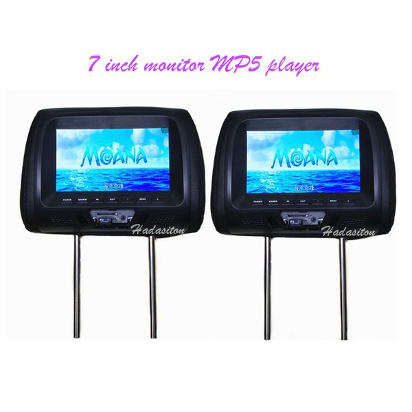 

2pcs universal 7" tft led screen car headrest monitor mp5 player support av/usb/sd input/fm function/built-in speaker