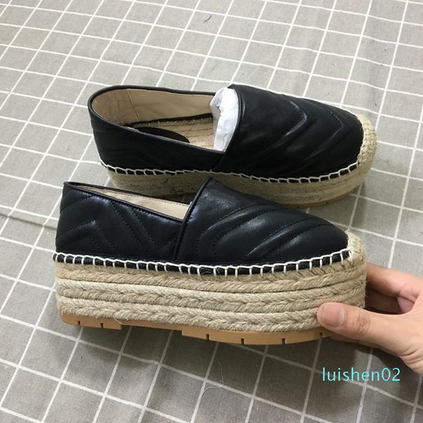 

4 colors fashion designer women shoes ladies comfortable platform espadrille shoes designer espadrille heel height 5.5 cm size 35-40 l02, Black