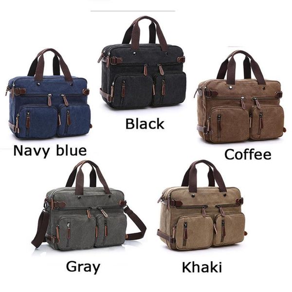 

men canvas handbag briefcase travel messenger shoulder bag large casual business lappocket bag black camping satchel