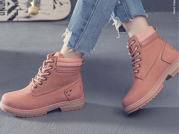 

fashion designer women boots star trail lace-up ankle boots with heavy-duty soles leisure lady boots y73, Black
