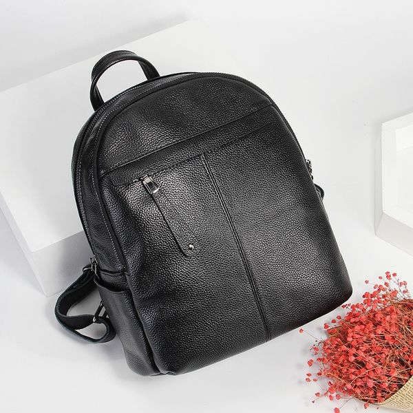 

2020 new leather handbags fashion first layer cowhide litchi grain women's backpack travel backpack