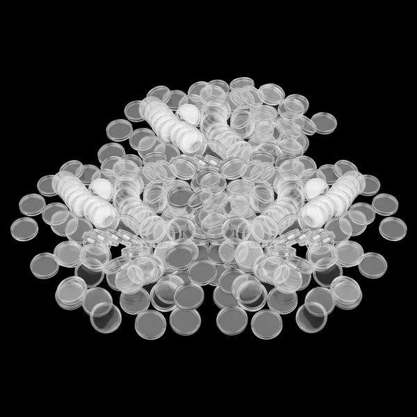 

lot of 300, coin capsules round plastic clear case coin collecting supplies