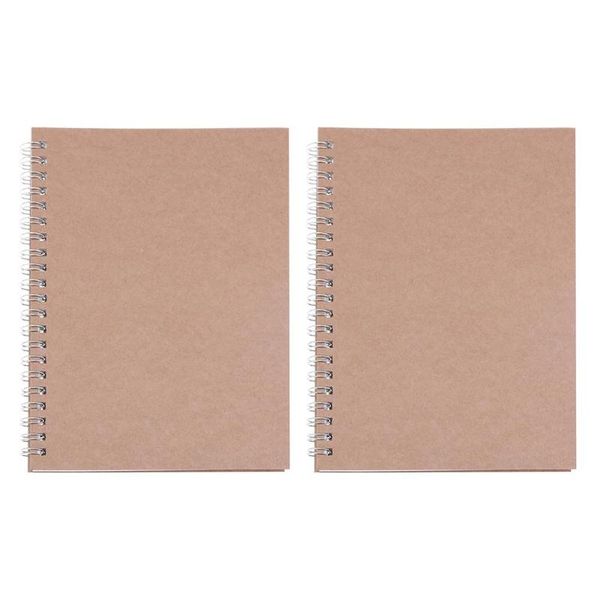 

notepads 2pcs retro spiral coil grid sketchbook notebook diary journal student memo, Purple;pink
