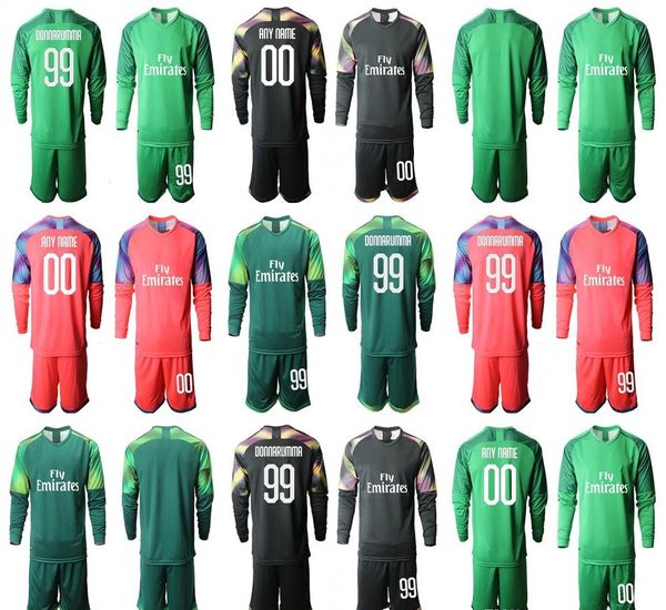 

2019 2020 long sleeve adults donnarumma soccer jerseys #99 g. donnarumma 90 goalkeeper jersey 19 20 men uniforms football sets, Black