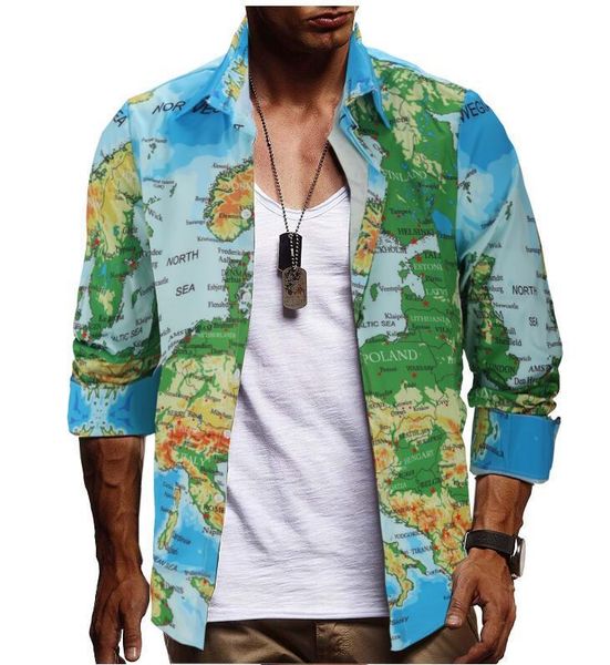 

роскошная куртка мужская одежда весна и осень карта мира дизайнерская куртка мужская дизайнерская куртка рубашка пальто размер m-3xl, Black;brown