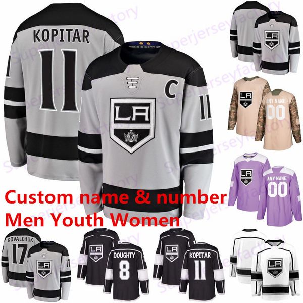 

11 Anze Kopitar Los Angeles King jersey 8 Drew Doughty 32 Jonathan Quick 77 Jeff Carter 99 Wayne Gretzky 17 Kovalchuk Car Hockey jerseys