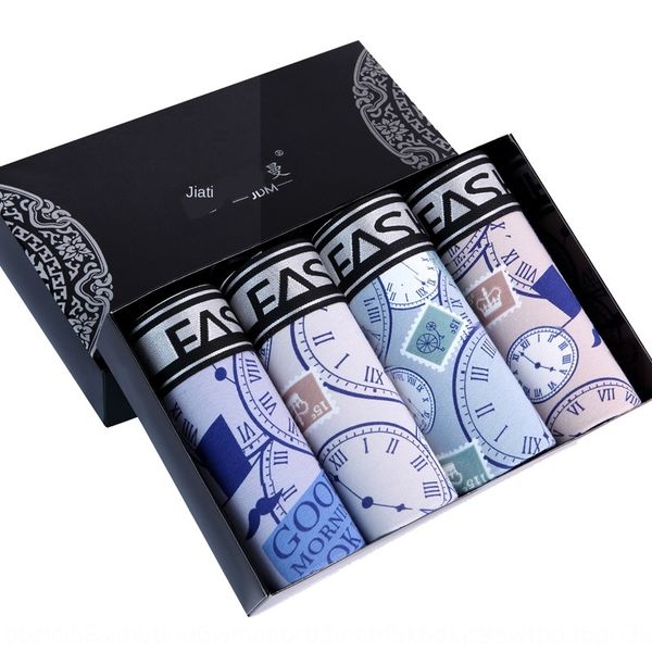 

gift box 3d printed men's underwear cotton middle waist men's u-convex pocket underwear and shorts boxer shorts, Black;white