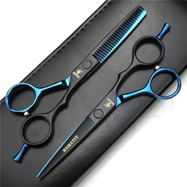 

5.5 inch black blue japanese 440c scissors barber shop cutting scissors and thinning hairdressing