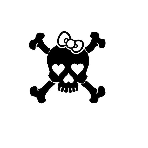 

girl crossbones skull decal sticker car truck window wide white color cute and interesting fashion sticker decals
