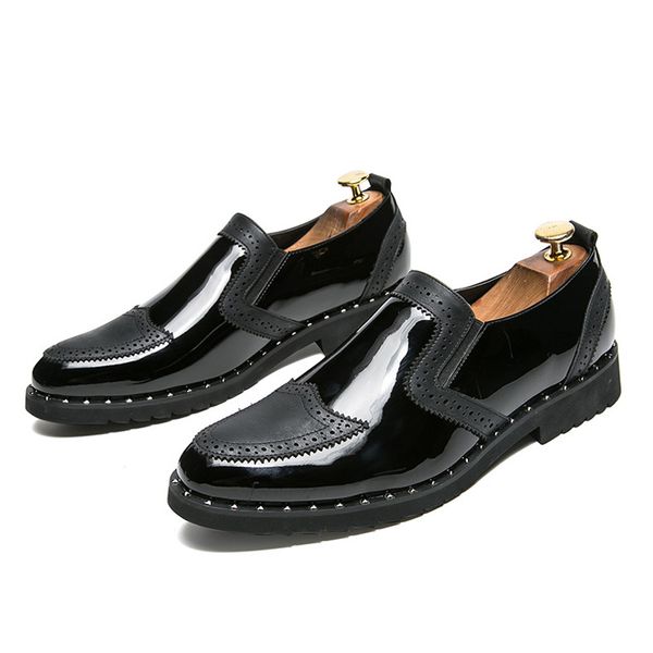 

2020 new autumn and winter cross-border foreign trade mens large size leather shoes fashion korean mens nightclub shoes mens large size leat, Black