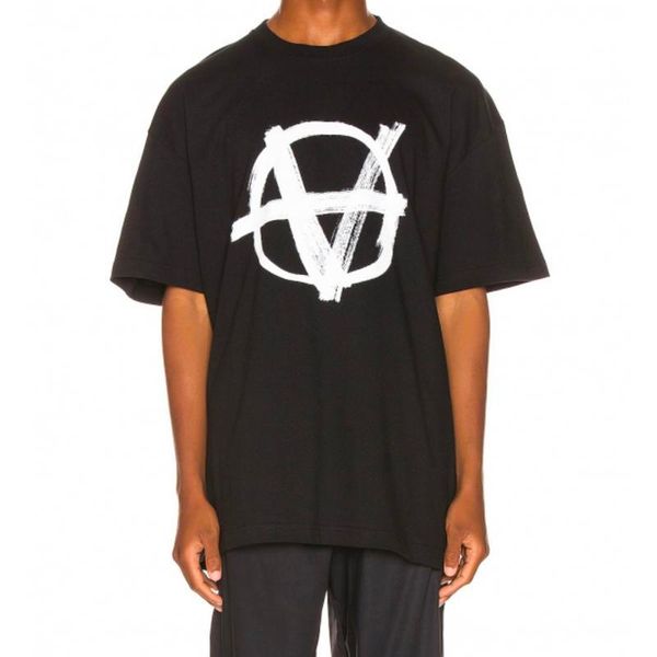 

20ss vt anti war series big logo printed tee solid color simple t-shirt fashion short sleeves summer high street men women t-shirt hfymtx643, White;black