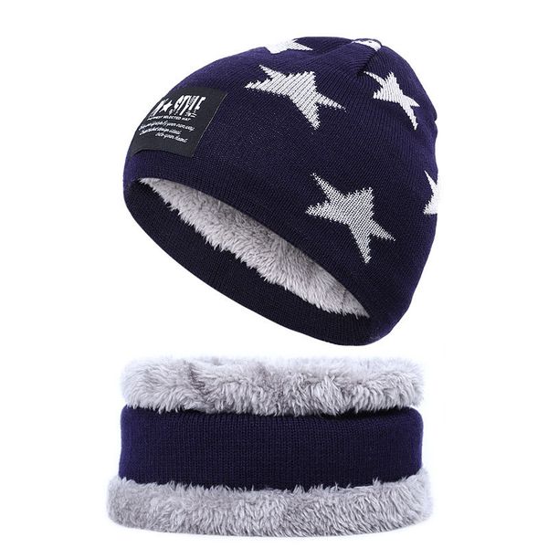 

new neck warmer knitted hat scarf set fur wool lining thick warm knit beanies balaclava winter hat for men women cap