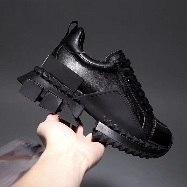 

fashion multi-colored super king sneakers mens designer shoes leather sorrento sneakers two-tone rubber sole women casual shoes trainers, Black