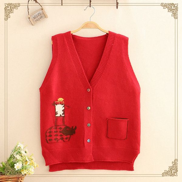 

women's autumn and winter sleeveless v-neck knit cardigan vest female vest sweater 9419102314, Black;white