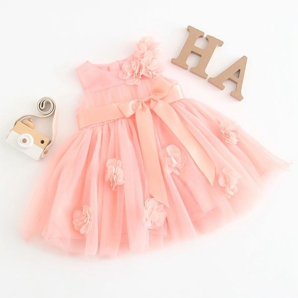 

kids baby girls princess summer sleeveless mini tutu dress beautiful flower dress pink yellow red baby girls, Red;yellow