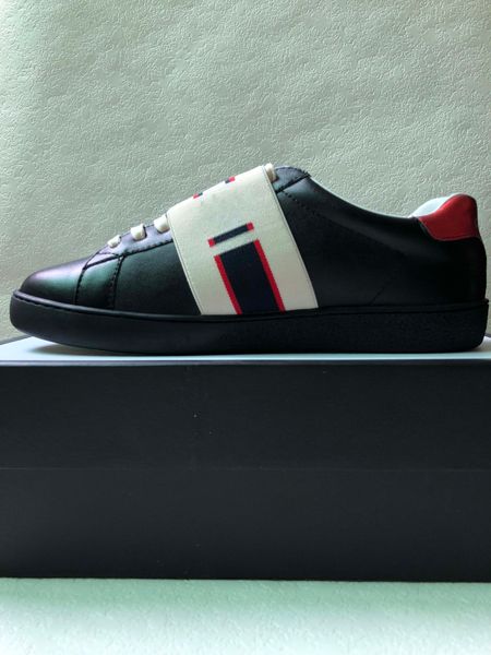 

Новый роскошный мужчина женщины туз кроссовок с коричневой эластичностью полосы