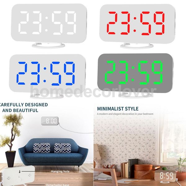 

digital mirror led alarm clock night lights desktable clock with snooze function