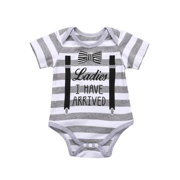 

0-18m newborn baby boy short sleeve gentleman bow tie striped print cotton romper jumpsuit outfits summer clothes, Blue