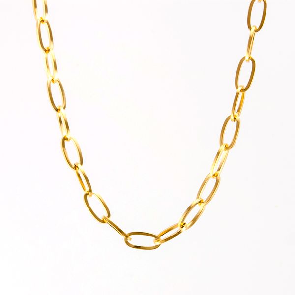 

gold/sliver stainless steel oval unique necklace chain for men heavy duty chain 6mm meters wide square line men's jewelry, Silver