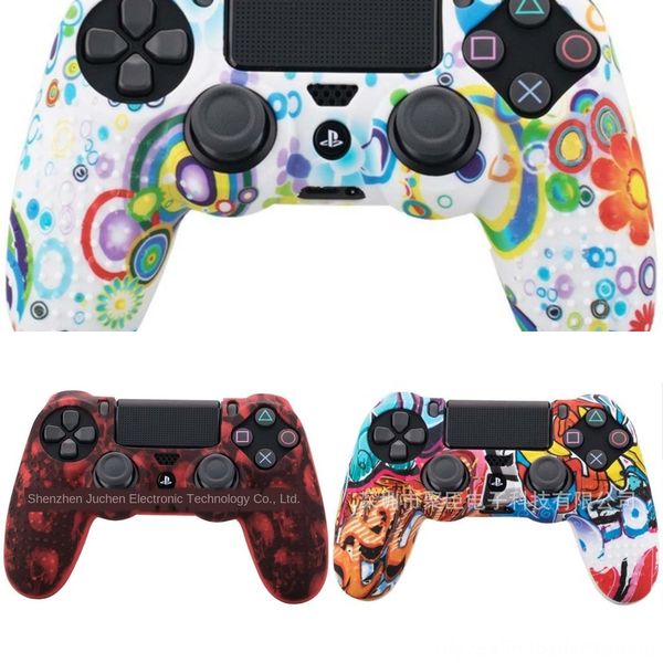 

9pt5p black blue rubber soft silicone red gel skin non-slip controller cover for ps4 case